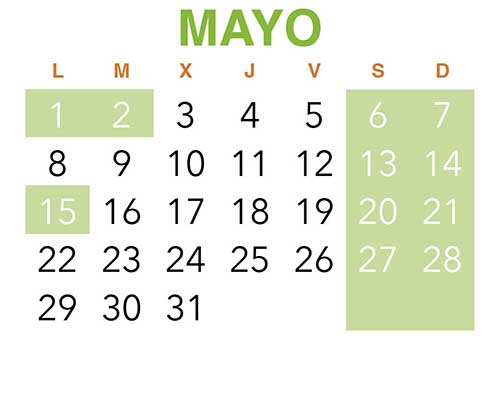 Calendario VinuesAventura. Mayo